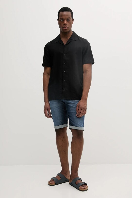 Calvin Klein koszula lniana K10K114197 czarny SS25