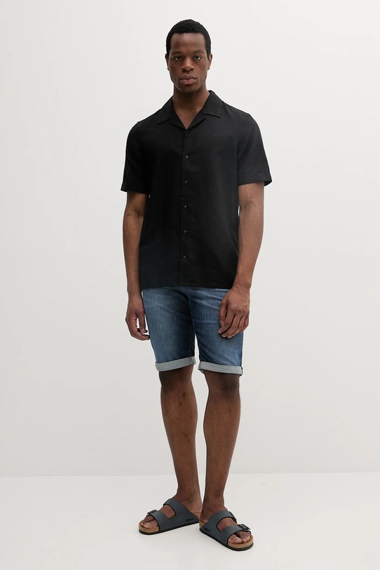 Lanena košulja Calvin Klein K10K114197 crna SS25