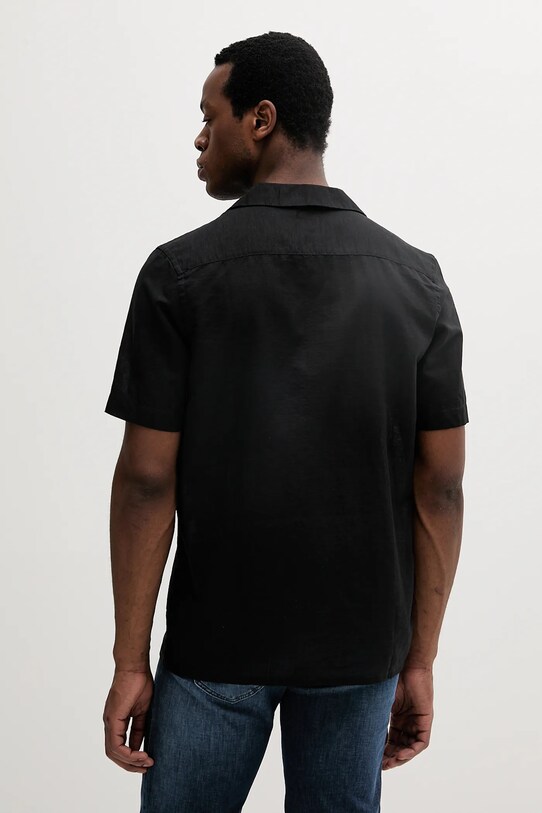 Odzież Calvin Klein koszula lniana K10K114197 czarny