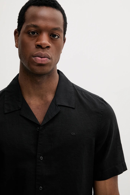 Lanena košulja Calvin Klein crna K10K114197