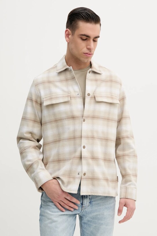 Calvin Klein koszula bawełniana regular beżowy K10K114446