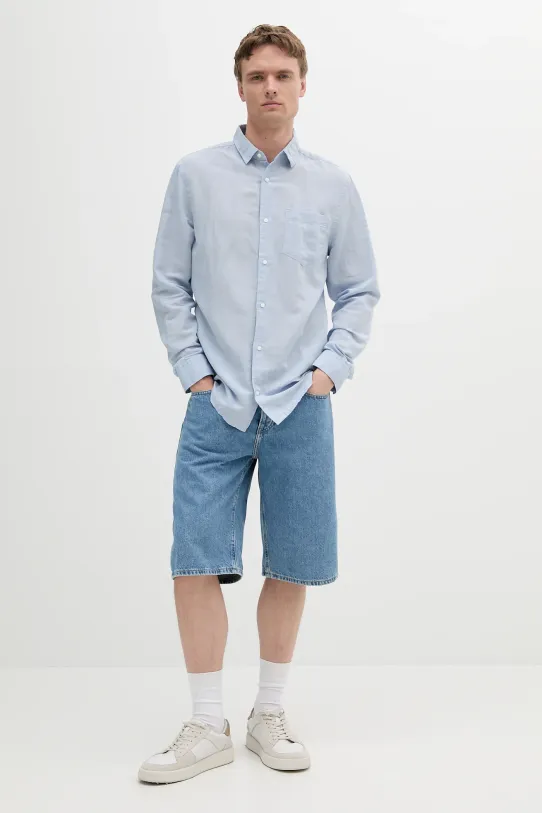 Calvin Klein koszula lniana K10K114488 niebieski SS25