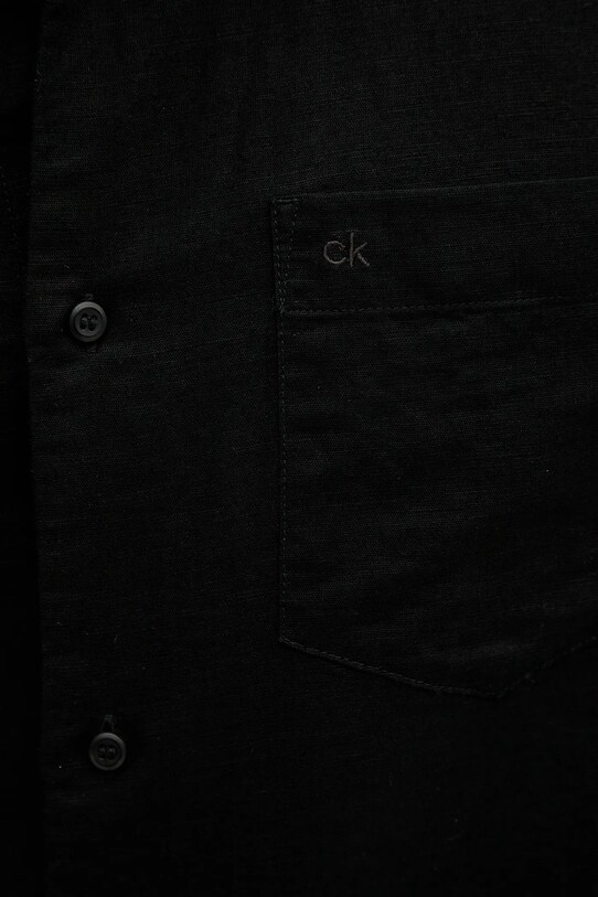Lněná košile Calvin Klein K10K114488 černá