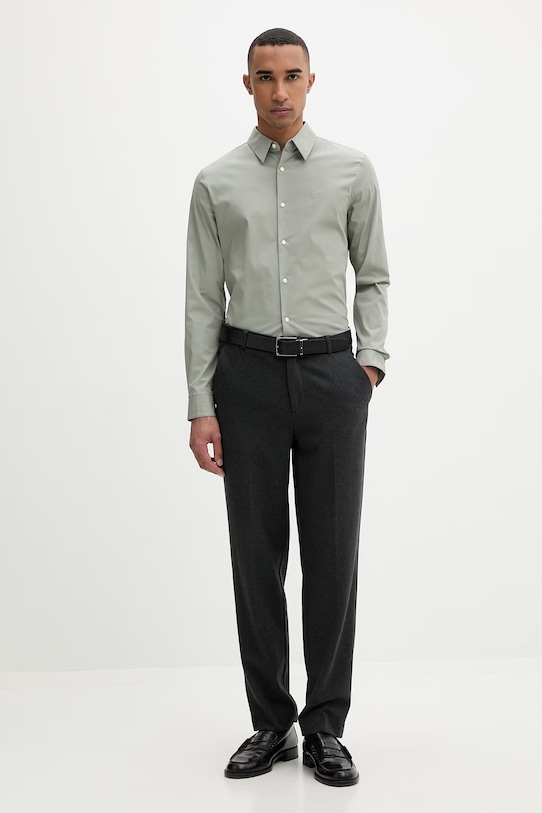 Calvin Klein košulja za muškarce s pamukom LV04LB145G zelena SS26