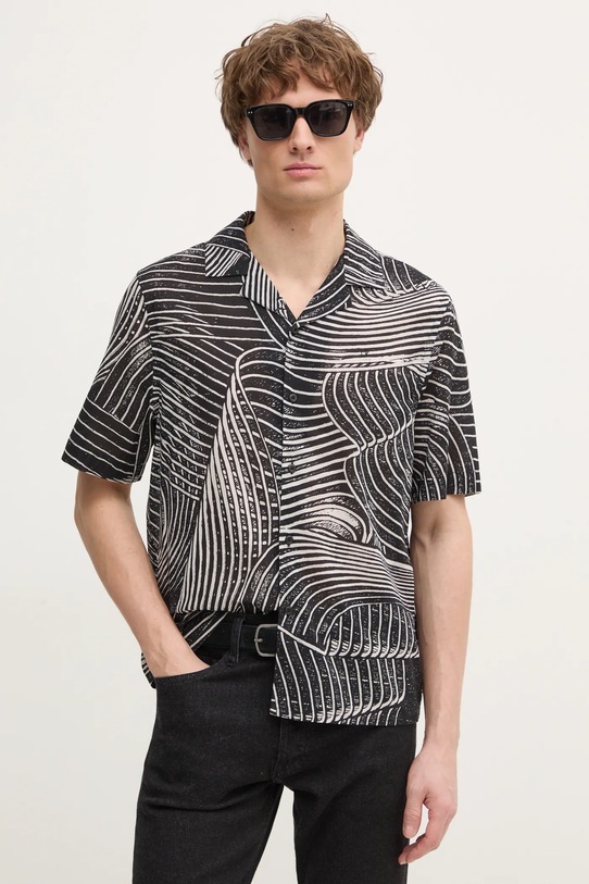 Βαμβακερό πουκάμισο Calvin Klein casual μαύρο KM0KM01155