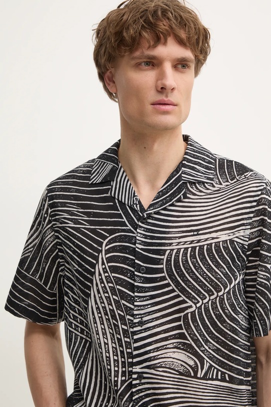 Βαμβακερό πουκάμισο Calvin Klein μαύρο KM0KM01155