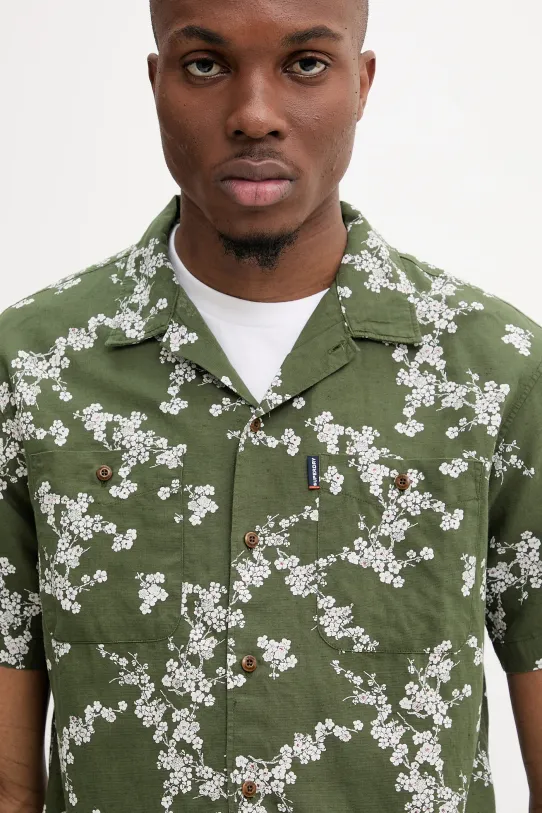 Košeľa s prímesou kašmíru Superdry zelená M4010793A.2EF