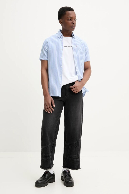 Bavlněná košile Superdry M4010944A.D9J modrá SS25