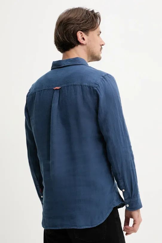 Îmbrăcăminte Superdry camasa de in M4010995A.11S bleumarin