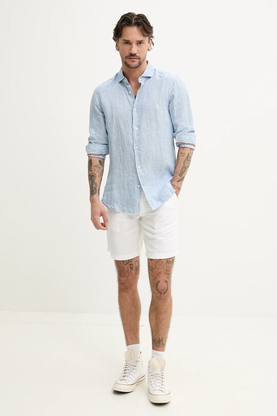 Superdry cămașă de in M4010995A.FWJ albastru SS25