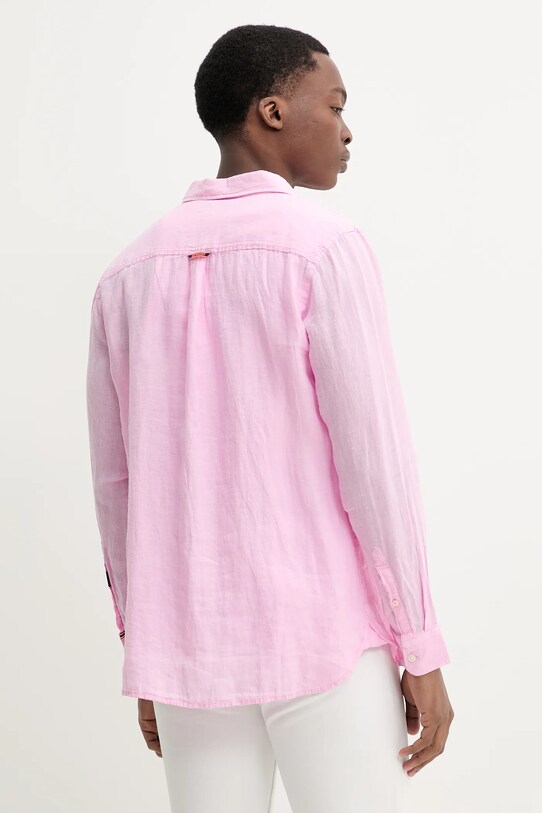 Lněná košile Superdry M4010995A.RJ4 růžová SS25
