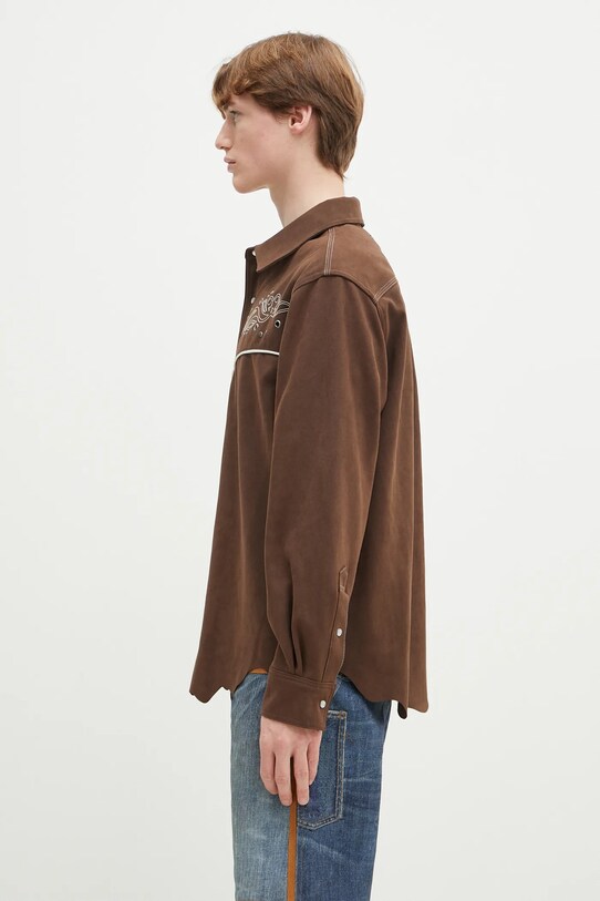 Košeľa Andersson Bell Lemmans Faux-Suede atb1237m hnedá SS25