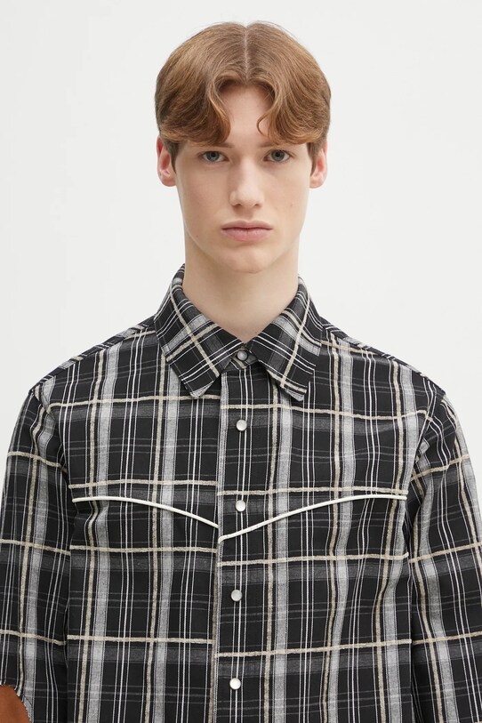 Andersson Bell camicia Noah Patch Check nero atb1238m