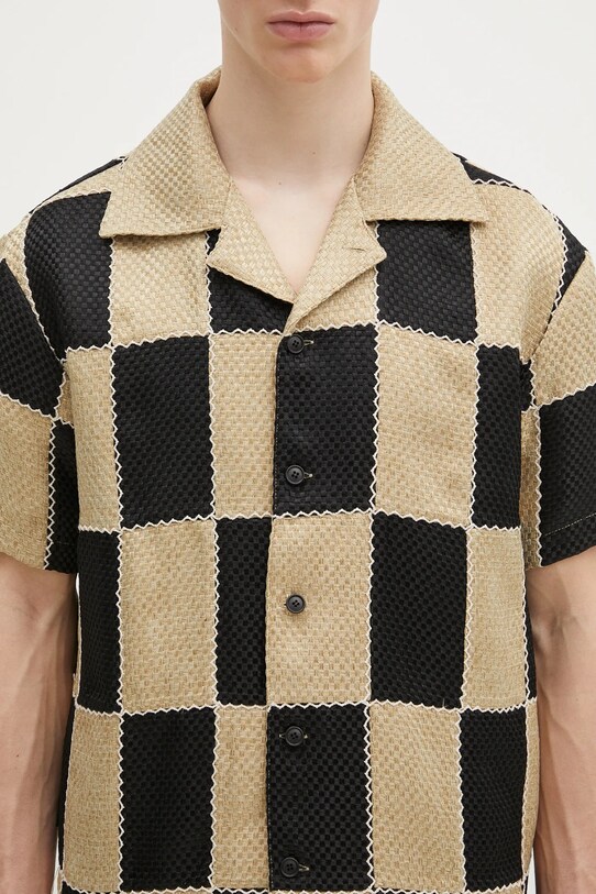Andersson Bell koszula Patchwork Open Collar beżowy atb1233m