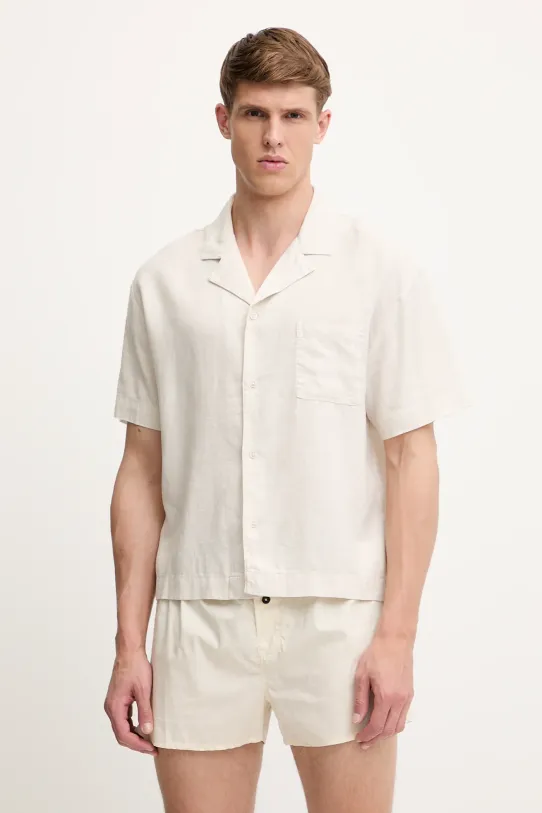Calvin Klein Underwear koszula piżamowa tkanina beżowy LV00NM2886