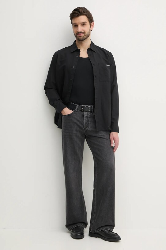 Calvin Klein Jeans koszula lniana J30J327295 czarny SS25