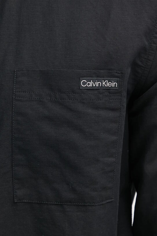 Calvin Klein Jeans koszula lniana J30J327295 czarny