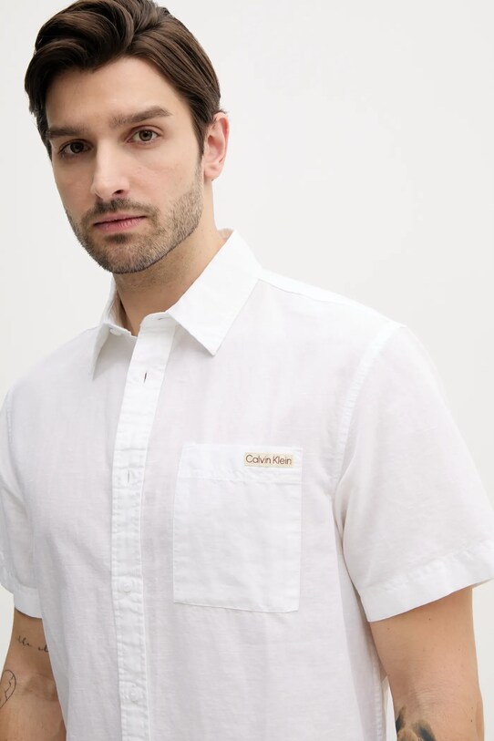 Oblečení Lněná košile Calvin Klein Jeans J30J327296 bílá