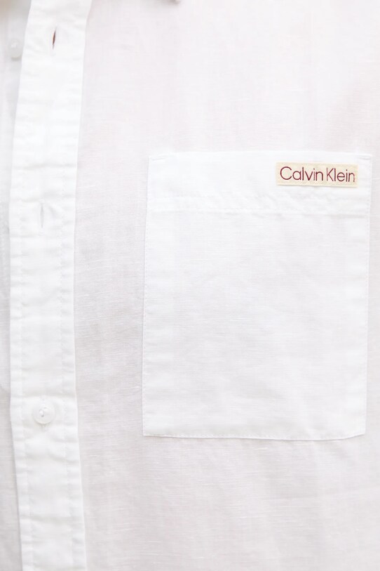 Lněná košile Calvin Klein Jeans bílá J30J327296
