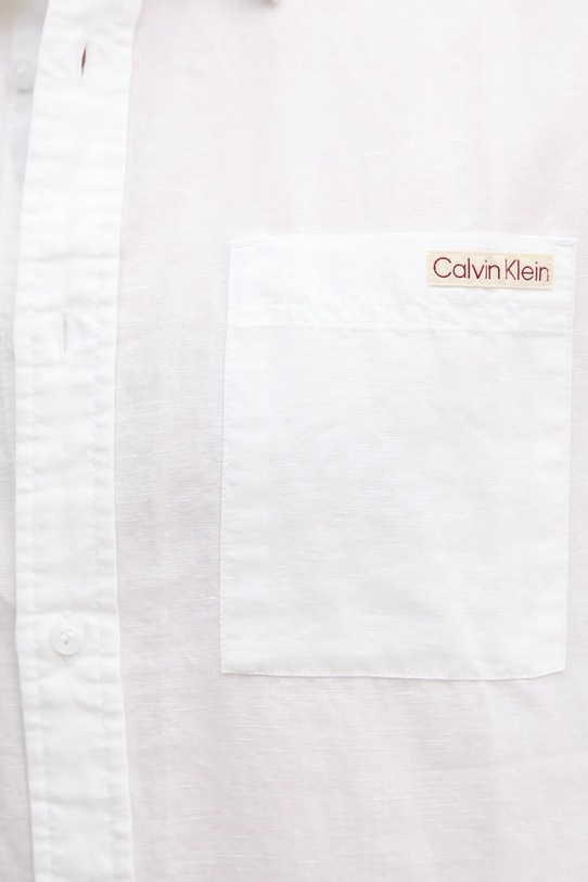 Πουκάμισο από λινό Calvin Klein Jeans λευκό J30J327296