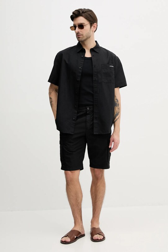 Сорочка з льону Calvin Klein Jeans J30J327296 чорний SS25