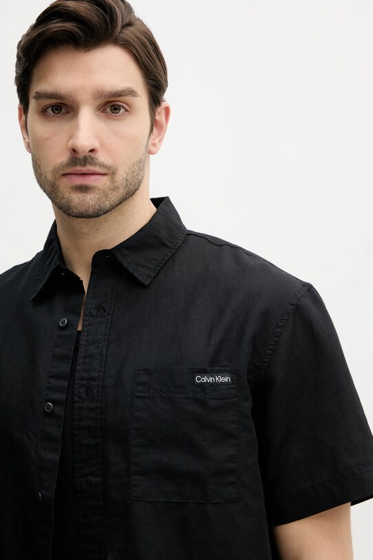 Сорочка з льону Calvin Klein Jeans чорний J30J327296