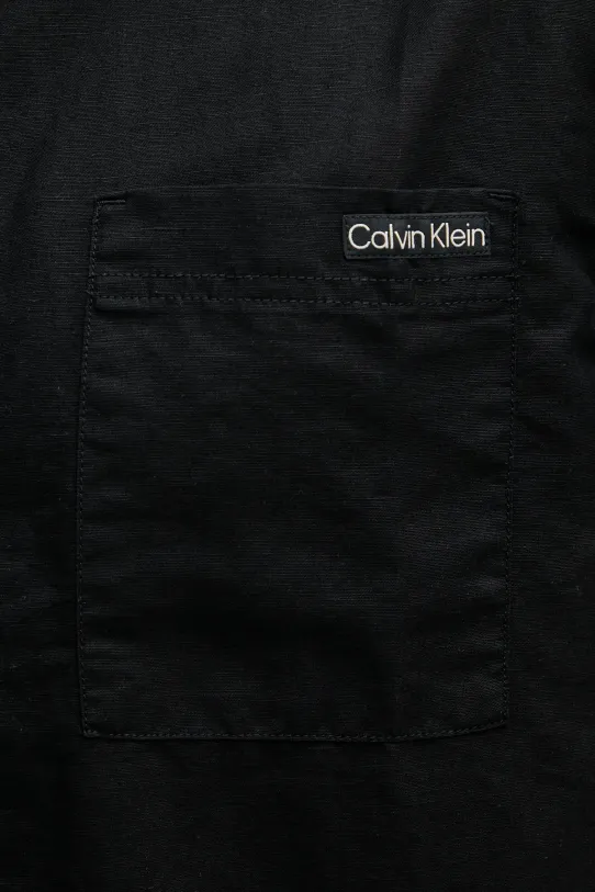 Πουκάμισο από λινό Calvin Klein Jeans J30J327296 μαύρο