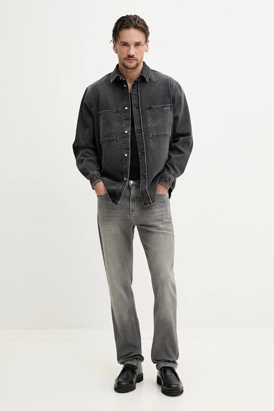 Džínová košile Calvin Klein Jeans J30J327558 šedá SS25