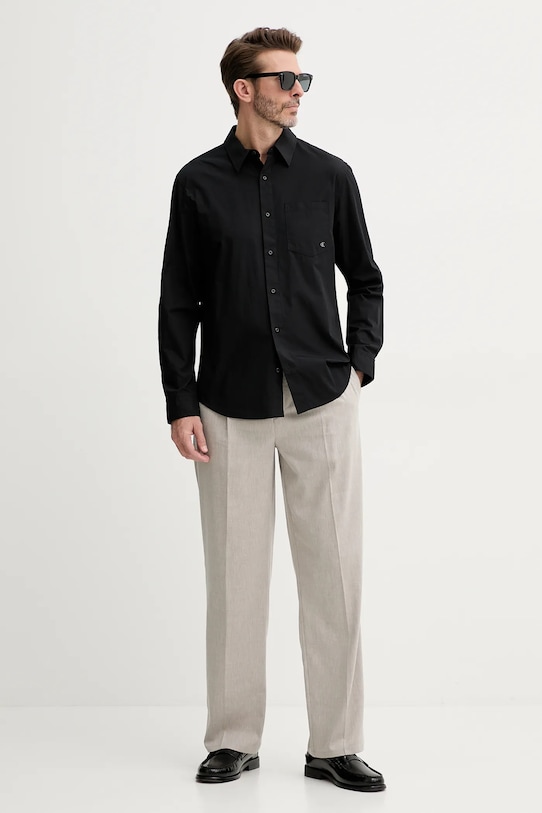 Pamučna košulja Calvin Klein Jeans LV040QM160 crna SS25