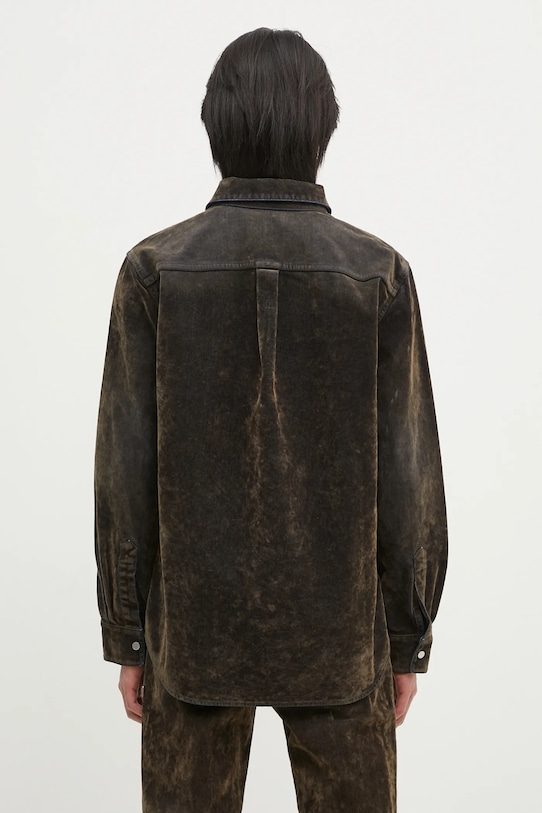 Clothing Helmut Lang cotton shirt Curved Cl Shirt.Floc O10DM503 green