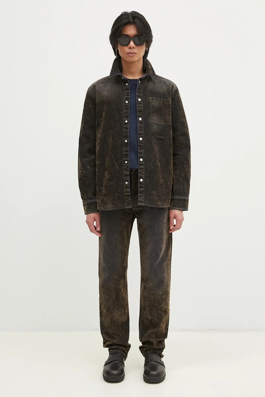 Helmut Lang koszula bawełniana Curved Cl Shirt.Floc O10DM503 zielony