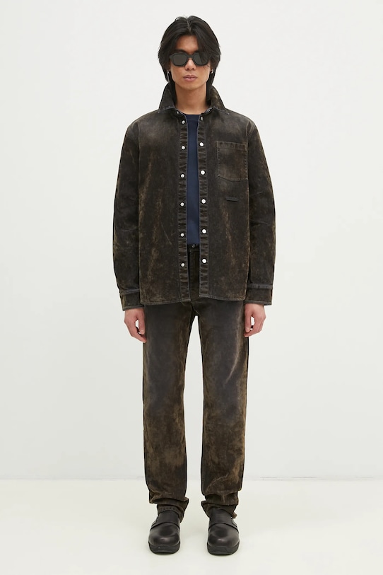 Helmut Lang koszula bawełniana Curved Cl Shirt.Floc O10DM503 zielony