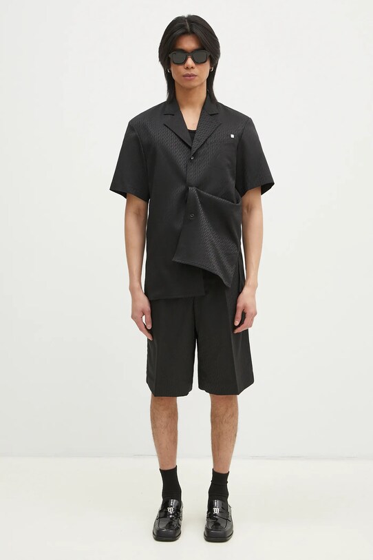 Helmut Lang koszula z domieszką wełny Modest Ss Sh.Tonal J O10HM506 czarny