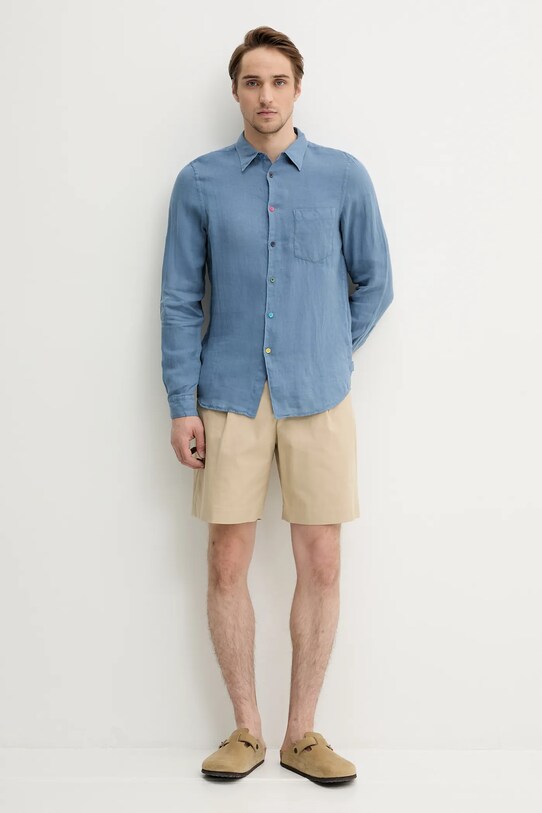 Lněná košile PS Paul Smith M2R.614PB.P22354 modrá SS25