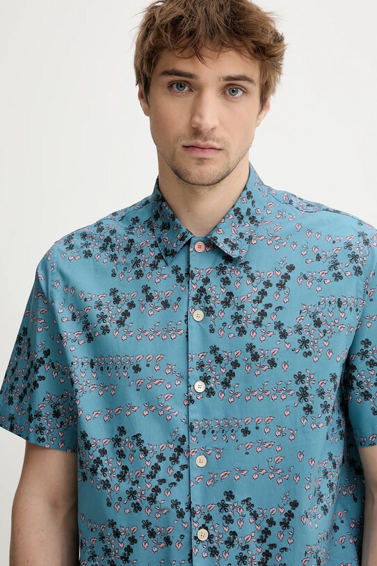 Хлопковая рубашка PS Paul Smith бирюзовый M2R.695U.P22315