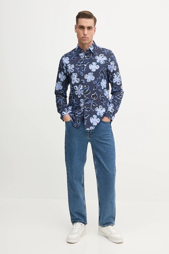 Bavlněná košile PS Paul Smith M2R.765X.P22309 námořnická modř SS25
