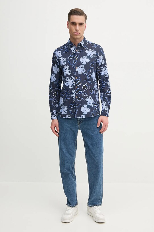 Bavlněná košile PS Paul Smith námořnická modř M2R.765X.P22309
