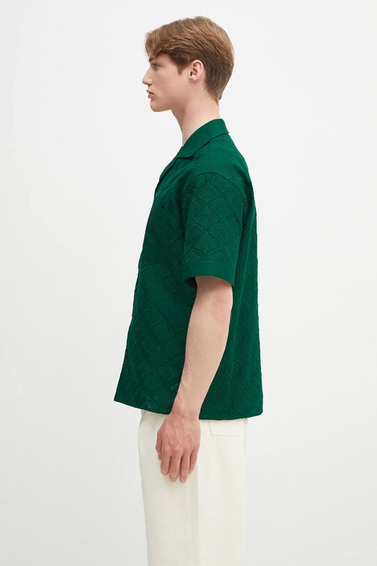 Drôle de Monsieur koszula bawełniana La Chemise Brodee Tapisserie G.SH213.CO196.DGN zielony SS25