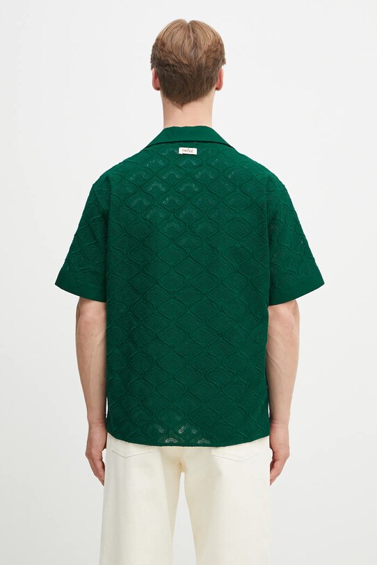 Odzież Drôle de Monsieur koszula bawełniana La Chemise Brodee Tapisserie G.SH213.CO196.DGN zielony