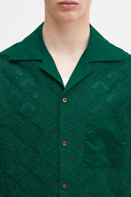 Памучна риза Drôle de Monsieur La Chemise Brodee Tapisserie зелен G.SH213.CO196.DGN