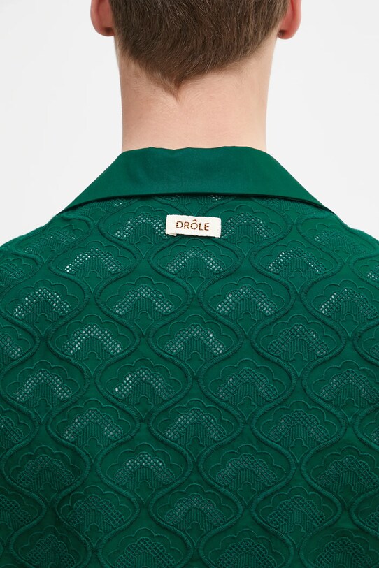 Памучна риза Drôle de Monsieur La Chemise Brodee Tapisserie G.SH213.CO196.DGN зелен