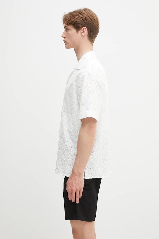 Bavlnená košeľa Drôle de Monsieur La Chemise Brodee Tapisserie G.SH213.CO196.WT biela SS25