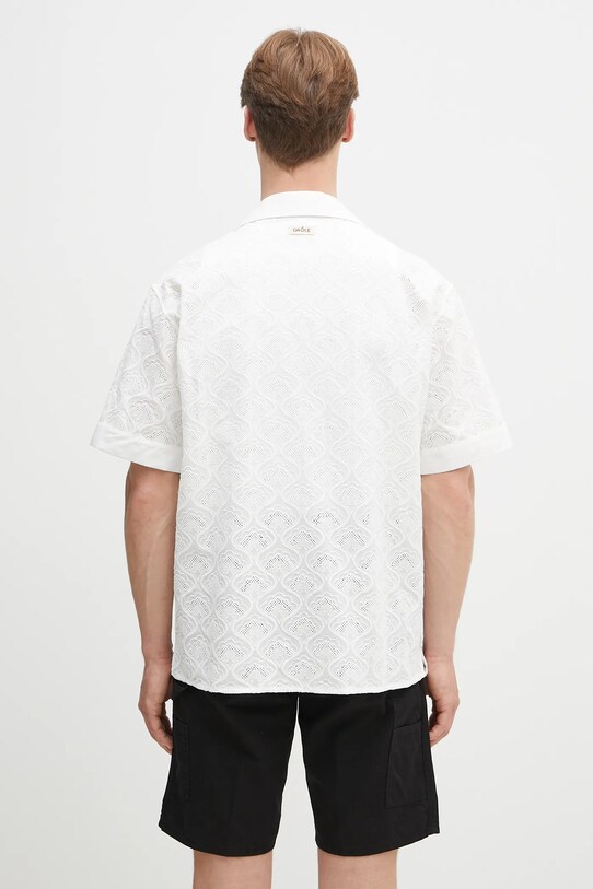 Oblečenie Bavlnená košeľa Drôle de Monsieur La Chemise Brodee Tapisserie G.SH213.CO196.WT biela