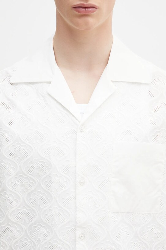 Bavlnená košeľa Drôle de Monsieur La Chemise Brodee Tapisserie biela G.SH213.CO196.WT