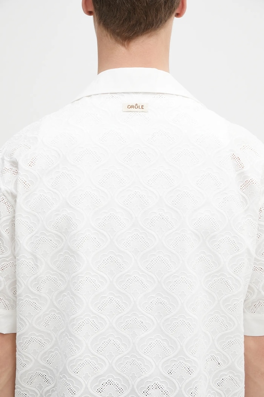Bavlnená košeľa Drôle de Monsieur La Chemise Brodee Tapisserie G.SH213.CO196.WT biela