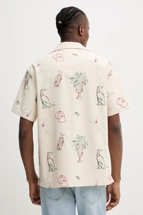 Clothing Drôle de Monsieur cotton shirt La Chemise Brodee Country Club G.SH214.CO198.EC beige