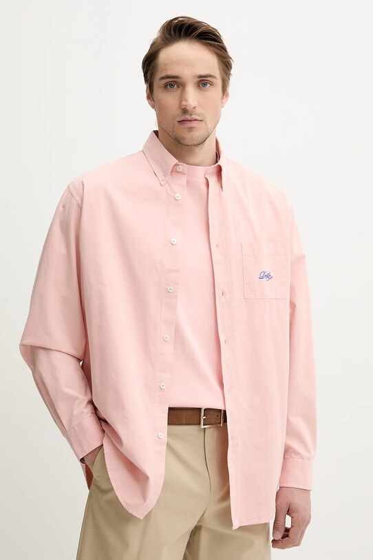 Drôle de Monsieur cămașă din bumbac La Chemise Lavee Drule lung roz G.SH195.CO178.LPI
