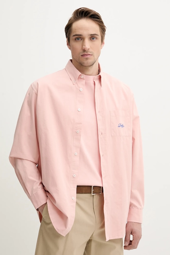 Drôle de Monsieur cămașă din bumbac La Chemise Lavee Drule lung roz G.SH195.CO178.LPI