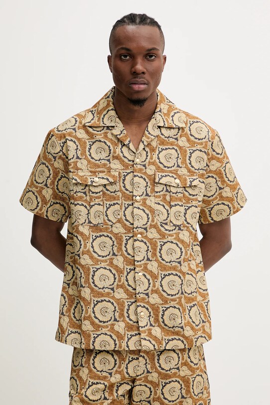 Drôle de Monsieur cămașă din bumbac La Chemise Paisley scurt maro G.SH203.CO189.MS