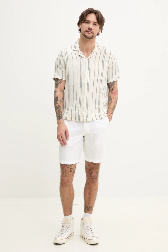 Košeľa s prímesou ľanu Hollister Co. KI325.5123.104 béžová SS25